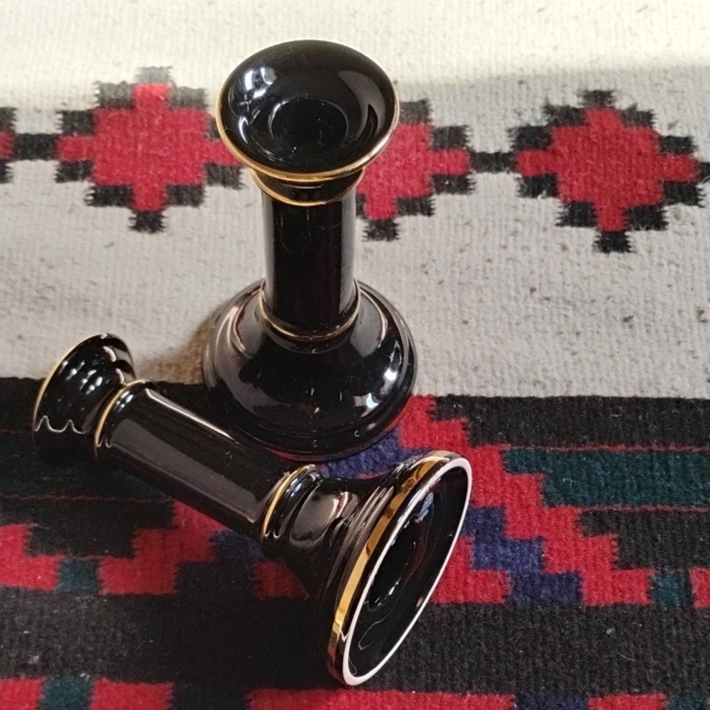 Elegant Black and Gold Candle Holders